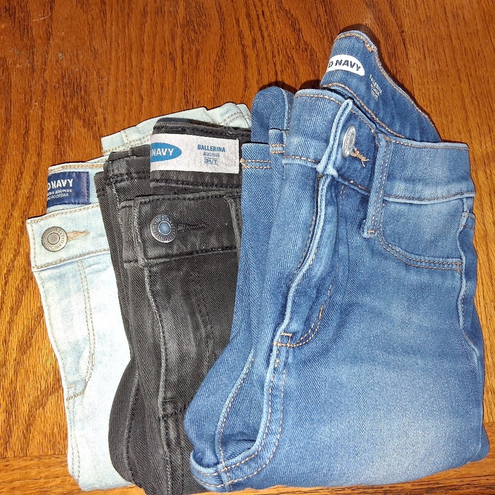 3 Pairs Old Navy Jeggings Girl's Size 12 with Adjustable Waist
